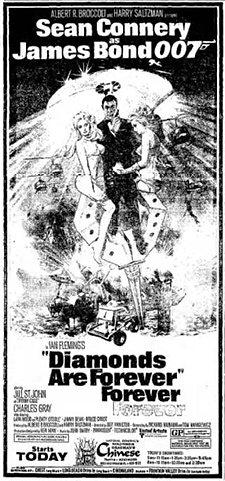 A newspaper ad for Diamonds Are Forever